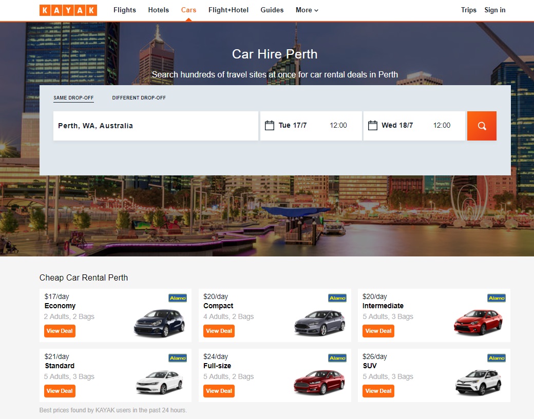 rent a car in Perth on KAYAK