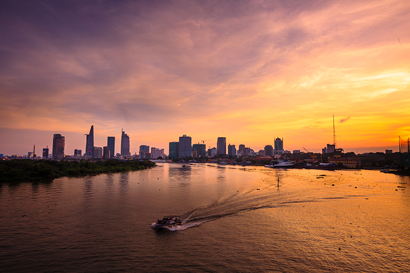 Ho Chi Minh's Panorama view over the Saigon River. 